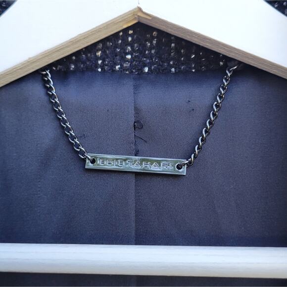 Elie Tahari Pam Leather-Trimmed Metallic Coat Jacket Medium - Picture 8 of 11